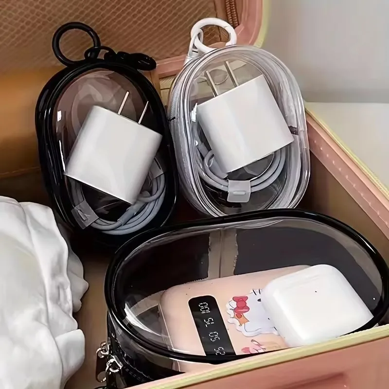 Cable Winder Keychain - Bolsa de Armazenamento Transparente Mini Portátil