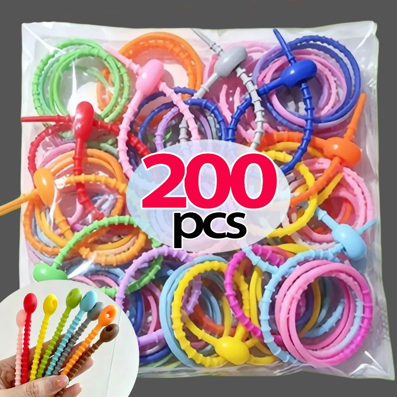 Cable Winder Keychain - 10/200 Peças Abraçadeiras de Silicone Multicoloridas,