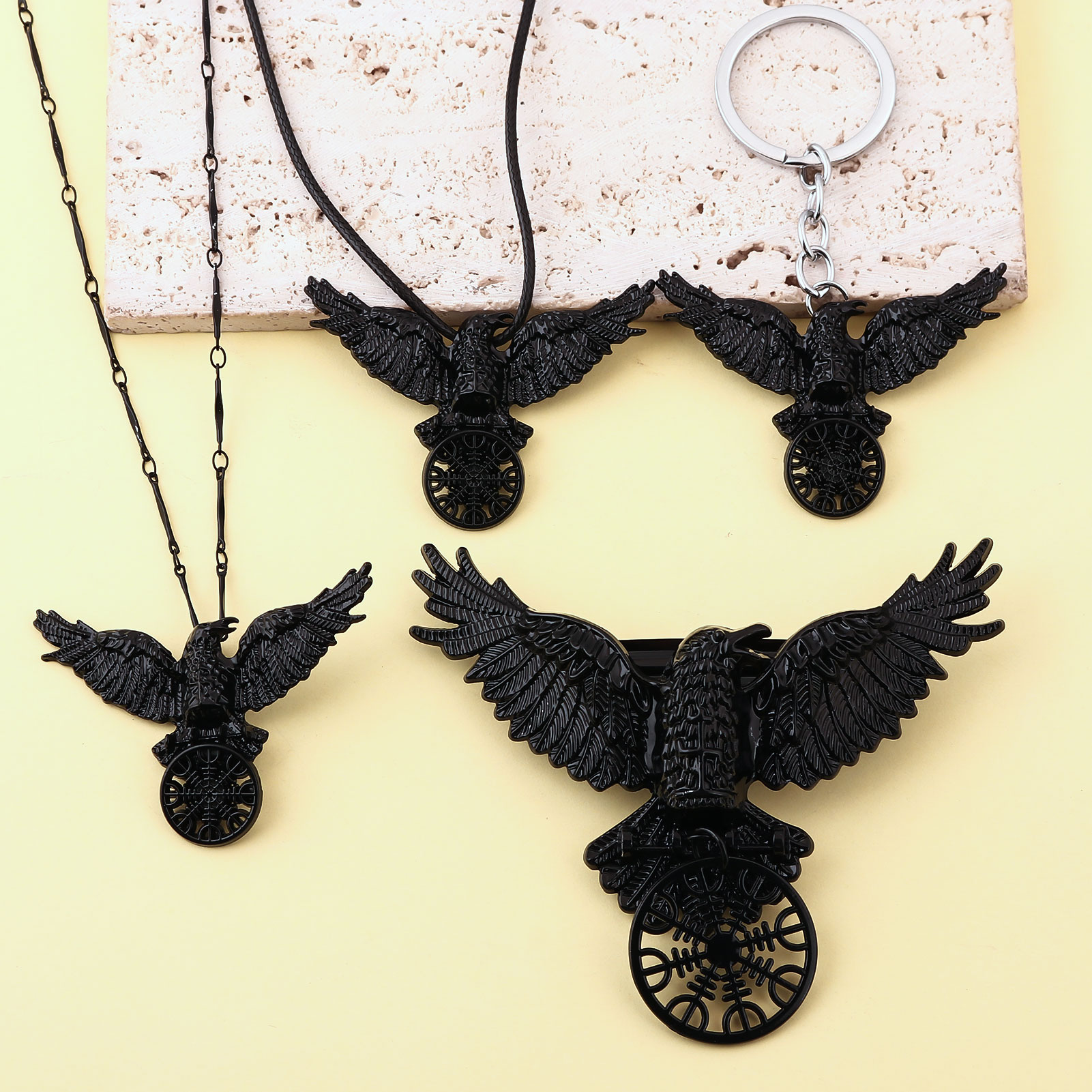 Vintage viking preto corvo col - Compass Keychain Mini avaliação e preço